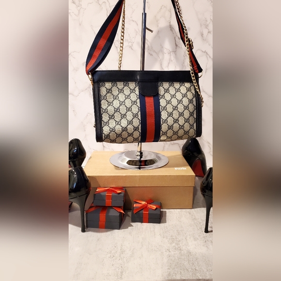 **Sold Via Mercari **Authentic Navy Gucci Handbag - Picture 8 of 12